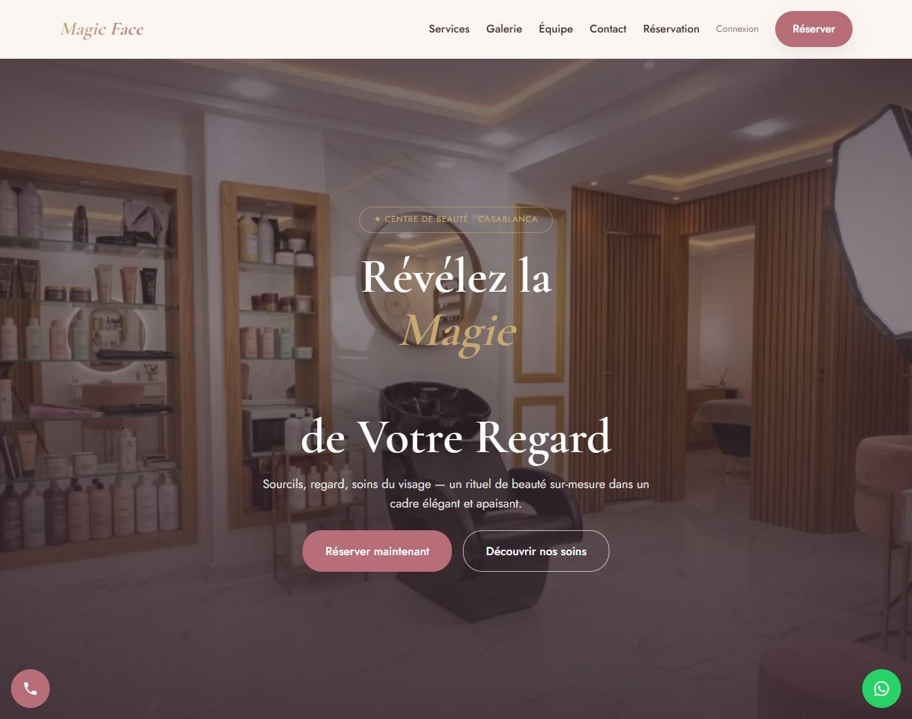 Page d'accueil du site Magic Face