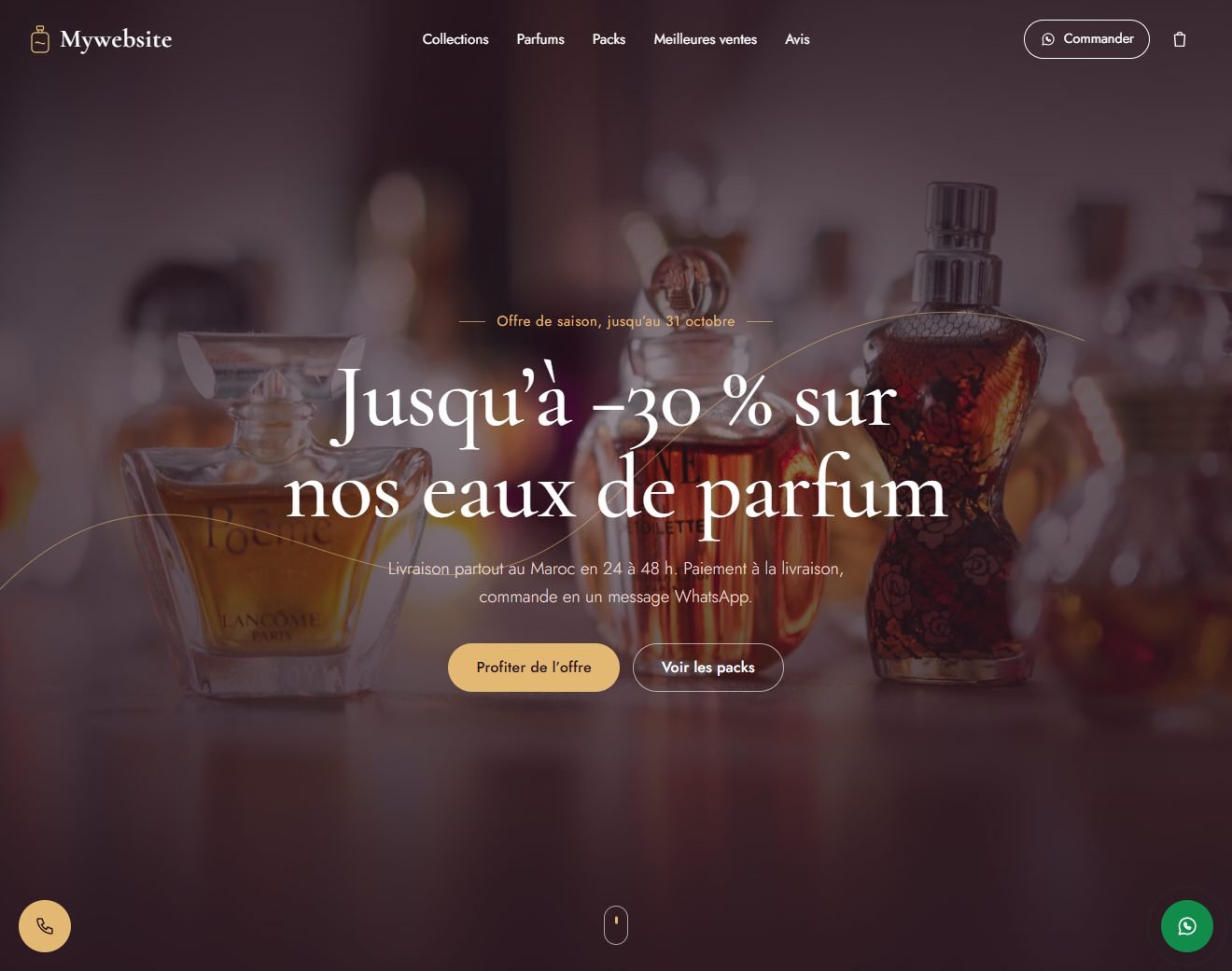 Page d'accueil du site Maison Parfum