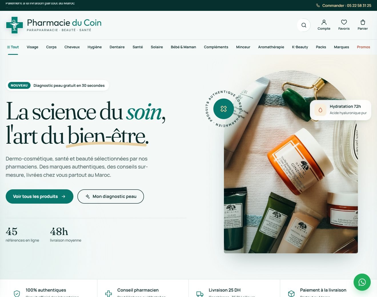 Page d'accueil du site Pharmacie du Coin